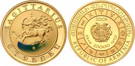 Armenia 10000 Dram 2008
KM# 175; Gold (.900), 8.6g. Mintage 10000. Proof. Signs of the Zodiac Series - Sagittarius.