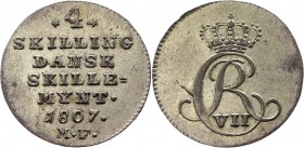 Denmark 4 Skilling 1807 MF
KM# 661; Silver 2,56g.; Christian VII; XF+