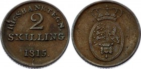 Denmark Token Coinage 2 Skilling Rigsbank Tegn 1815 Die Crack!
KM# Tn4; Crowned Arms