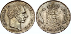 Denmark 2 Krone 1875
KM# 14.1; Silver; Christian IX; UNC with Amazing Toning!