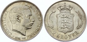 Denmark 2 Kroner 1916
KM# 820; Silver; Christian X; UNC