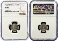 Estonia 1 Mark 1922 NGC MS 63
KM# 1; UNC.