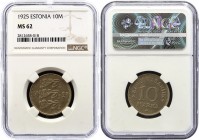 Estonia 10 Marka 1925 NGC MS 62
KM# 4; UNC.