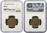 Estonia 25 Senti 1928 NGC MS 63
KM# 9; UNC.