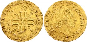 France 1/2 Louis Dor 1702 K RRRR
KM# 332,5 ?; Gold 3,26g.; Louis XIV; Mint: Bordeaux. Unlisted in Catalogue! Very Rare!!! We havent found any auction...