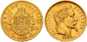 France 20 Francs 1861 A
KM# 801; Gold (.900), 6.45g. AUNC.