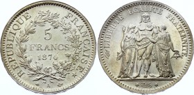 France 5 Francs 1874 A
KM# 820.1; Silver; UNC Outstanding Coin with Full Mint Luster