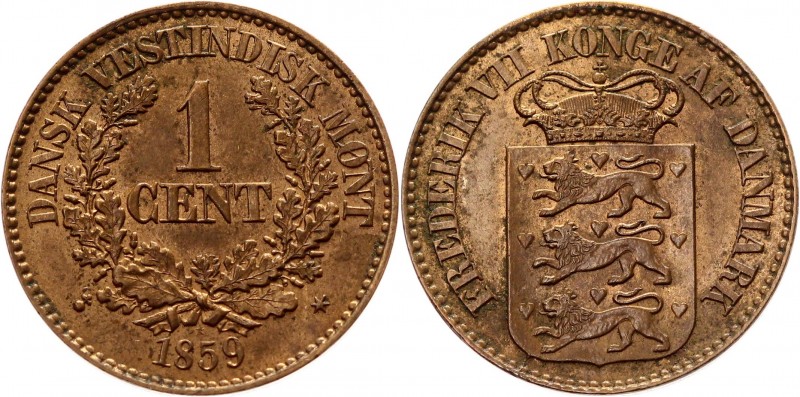 Danish West Indies 1 Cent 1859
KM# 63; Bronze 4,69g.; Frederik VII; AUNC