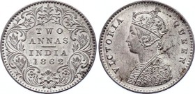 British India 2 Annas 1862
KM# 469; Silver; UNC Full Mint Luster