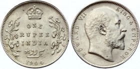 British India 1 Rupee 1904
KM# 508; Silver; Edward VII; UNC