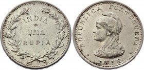 India Portuguese Rupia 1912
KM# 18; Silver; XF