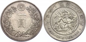Japan 1 Yen 1891 (24)
KM# A25.3; Silver; Meiji, Mutsuhito; With Amazing Toning!