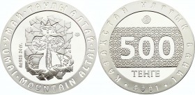 Kazakhstan 500 Tenge 2001
KM# 55; Silver Proof; Umai Mountain Petroglyph in Altai Mountains; With Original Box & Certificate
