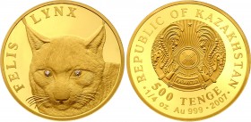 Kazakhstan 500 Tenge 2007 Lynx
1/4 Oz, Mintage 5000. Proof. With box and COA.