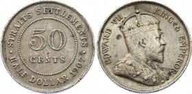 Straits Settlements 50 Cents 1907
KM# 24; Silver; VF-XF