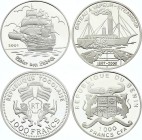 Benin & Togo 1000 Francs CFA 2000 & 2001
Silver Proof; Motives with Ships