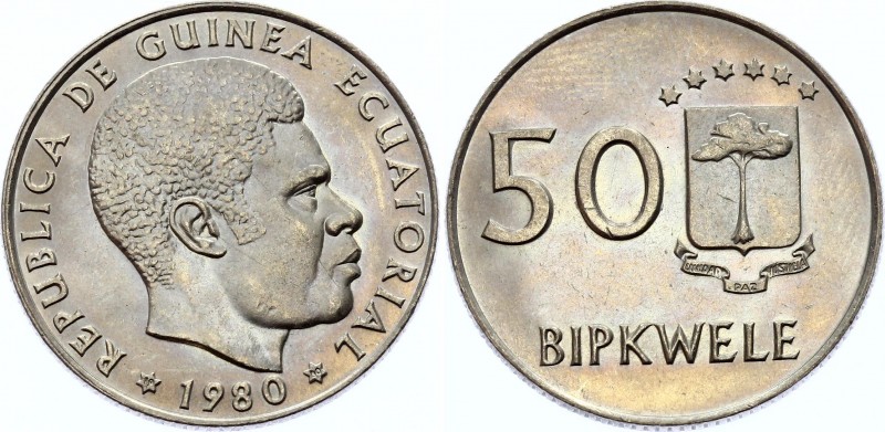 Equatorial Guinea 50 Bipkwele 1980 (80)
KM# 53; UNC with Full Mint Luster & Ama...