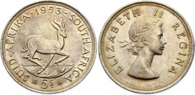 South Africa 5 Shillings 1953
KM# 52; Silver; AUNC with Nice Golden Toning!