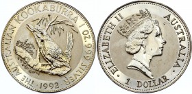 Australia 1 Dollar 1992 Kookaburra
KM# 164; Silver (0.999) 1Oz, Proof.