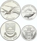 Niue & Kiribati Lot of 2 Coins 1992
5 & 20 Dollars 1992; Silver Proof; Various Motives