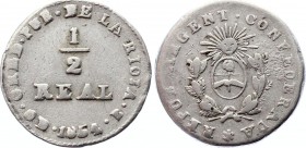 Argentina La Rioja 1/2 Real 1854 B
KM# 25; Silver; Mintage 71,000 Pcs