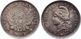 Argentina 10 Centavos 1882
KM# 26; Silver; Nice Toning