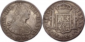 Bolivia 8 Reales 1795 PTP PP
KM# 73; Silver 26,72g.; Charles IV; XF