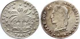 Bolivia 1 Sol 1863 / 2 PTS FP
KM# 134; Silver
