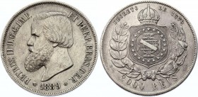 Brazil 2000 Reis 1889
KM# 485; Silver; Pedro II; XF