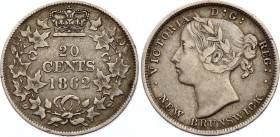 Canada New Brunswick 20 Cents 1862
KM# 9; Silver; Victoria