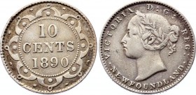 Canada Newfoundland 10 Cents 1890
KM# 3; Silver; Victoria