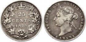 Canada 25 Cents 1872 H
KM# 5; Silver; Victoria; VF+