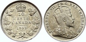 Canada 10 Cents 1902 H
KM# 10; Silver; Edward VII; XF+/AUNC- Mint Luster Remains!