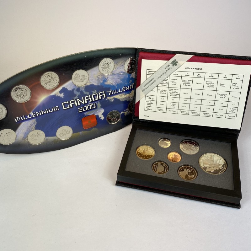 Canada Lot of 2 Mint Sets 1990 & 2000
Millennium Coins Set (x13) 25 Cents 2000 ...