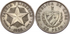 Cuba 1 Peso 1932
KM# 15, Silver (.900), XF.