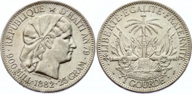 Haiti 1 Gourde 1882 (AN 79)
KM# 46; Silver; XF