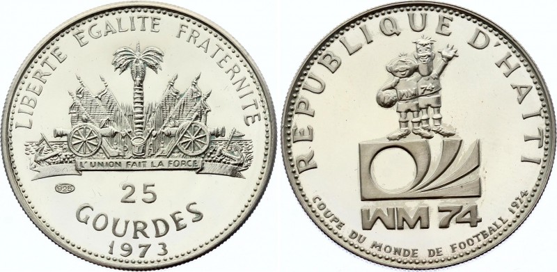 Haiti 25 Gourdes 1973
KM# 103; Silver Proof; 1974 World Cup
