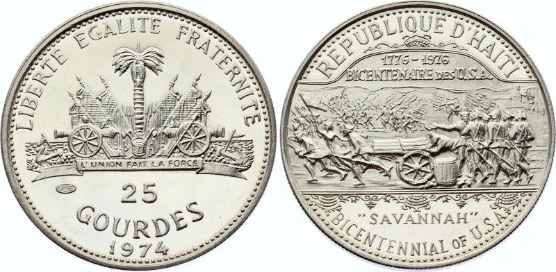 Haiti 25 Gourdes 1974 Rare
KM# 112; Silver Proof ;Mintage 600 Pieces Only!; Bic...