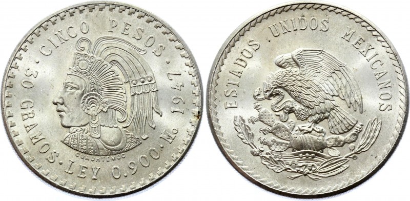 Mexico 5 Pesos 1947
KM# 465; Silver; UNC