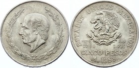 Mexico 5 Pesos 1953
KM# 467; Silver; UNC