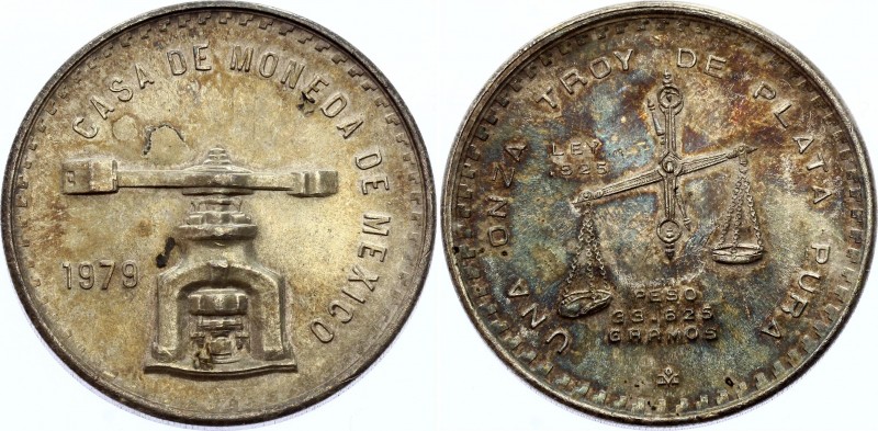 Mexico 1 Onza 1979 Mo
KM# M49b; Silver, UNC. Nice patina.