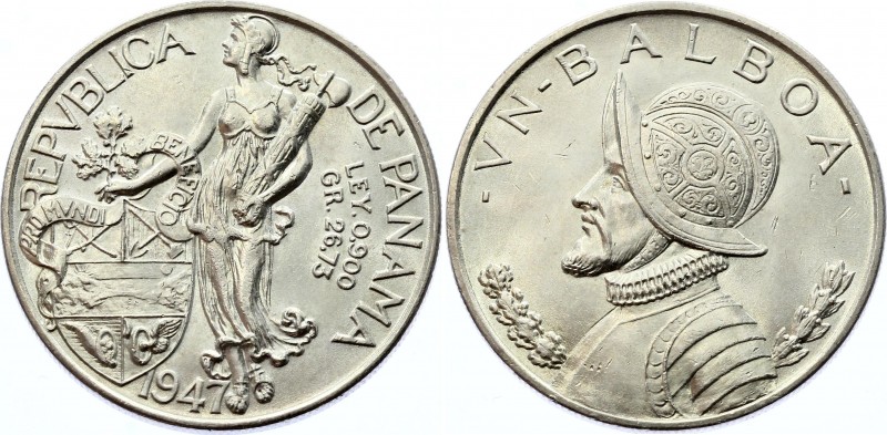 Panama 1 Balboa 1947
KM# 13; Silver; UNC with Full Mint Luster