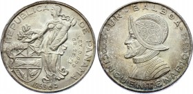 Panama 1 Balboa 1953
KM# 21; Silver; 50th Anniversary of the Republic of Panamá; UNC