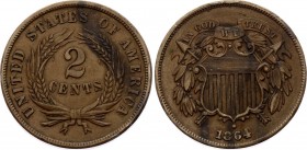 United States 2 Cents 1864
KM# 94; Copper-Tin-Zinc; VF-XF