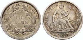 United States Half Dime 1862
KM# 91; Silver; XF+