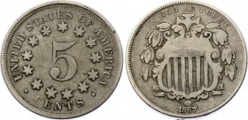 United States 5 Cents 1867
KM# 97; Copper-Nickel; VF
