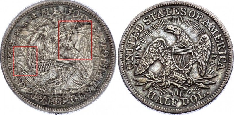 United States Half Dollar 1853 Extremely Rare Error for this Coin! (See the Pict...