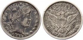 United States Quarter Dollar 1892
KM# 114; Silver; VF-XF