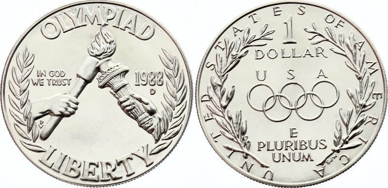 United States 1 Dollar 1988 D
KM# 222; Silver; 1988 Seoul Olympics; UNC