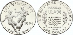 United States 1 Dollar 1994 S
KM# 247; Silver Proof; 1994 World Cup Tournament